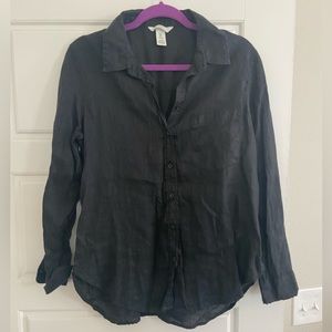 Black linen button up